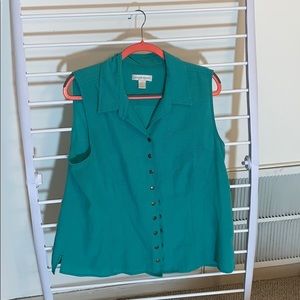 Women’s XL sleeveless snap front blouse teal